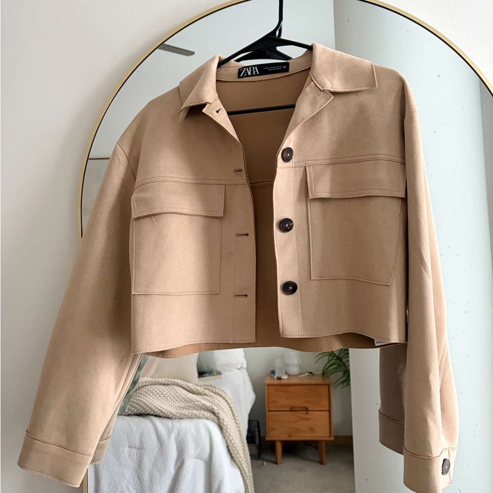 Zara Beige Cropped Blazer